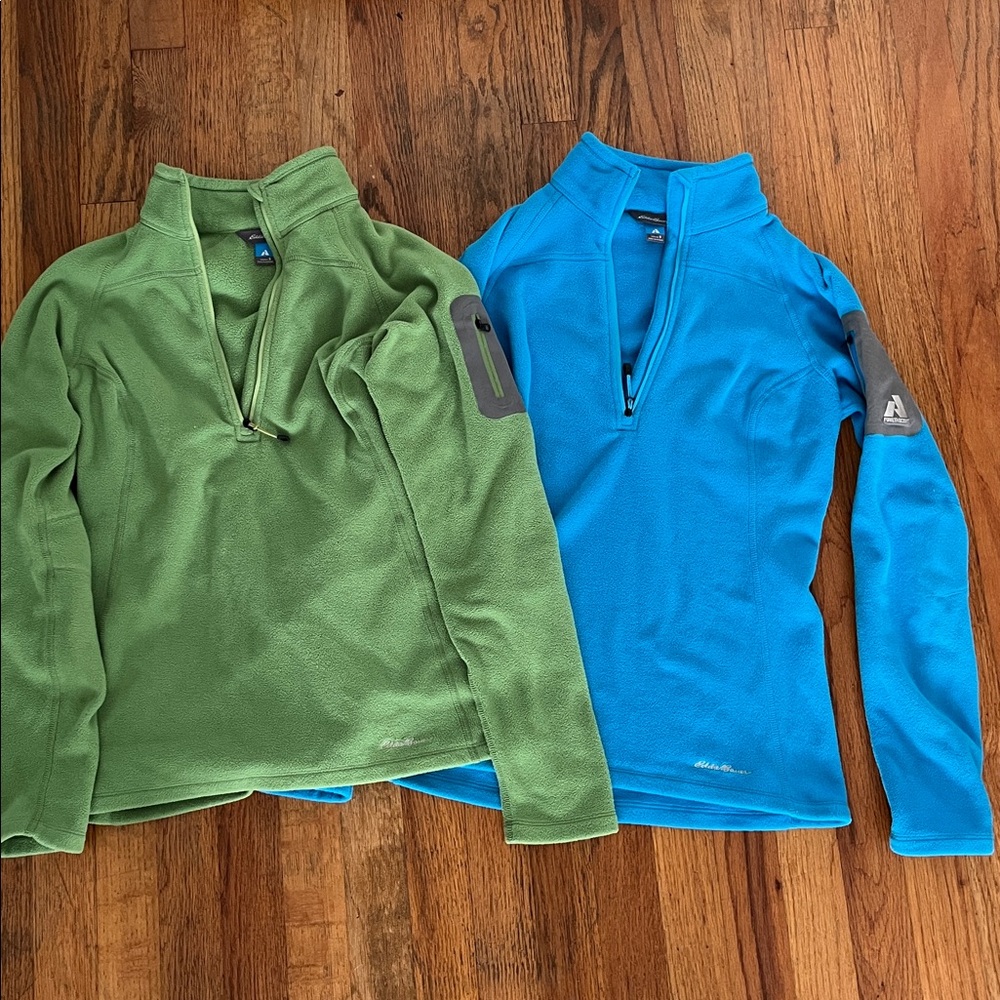 Eddie Bauer Fleece Pullovers. 1 green 1 blue